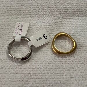 3/$18 Lia Sophia Gold and Silver Ring Set Size 6 Lot 288